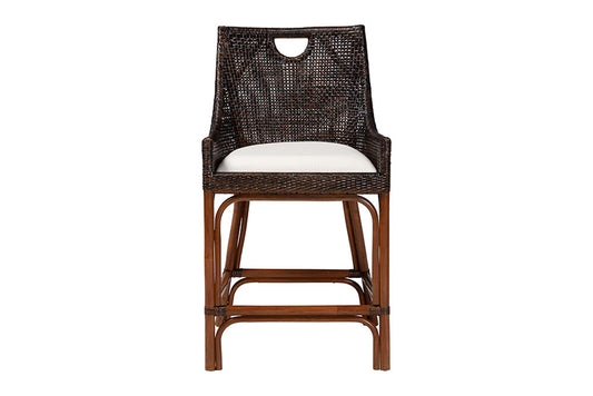 bali & pari - Petra Counter Stool - Petra-Rattan/Coffee Bean-Cushion-CS view 2
