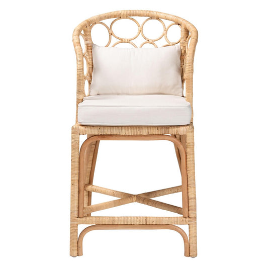 bali & pari - Prisca Counter Stool in Light Honey - Ariel-Light Honey Rattan-Cushion-CS view 2