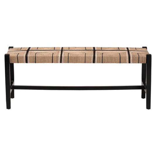 bali & pari - Prita Bench in Brown/Black - BNCH-1-BK Wood/BR Loom-Bench view 2