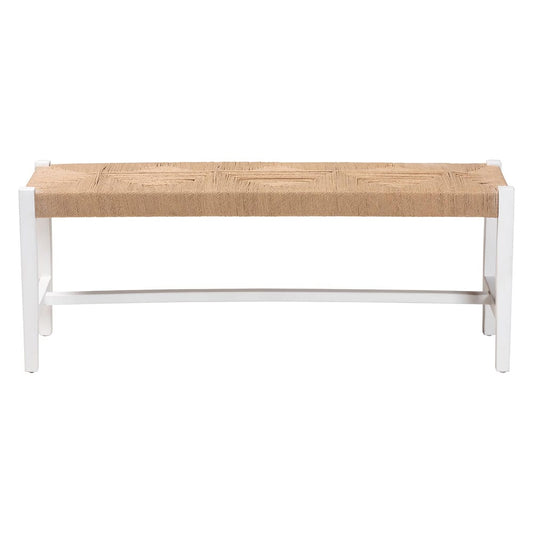 bali & pari - Prita Bench in Brown/White - BNCH-1-WH Wood/BR Loom-Bench view 2