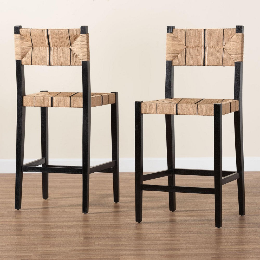 bali & pari - Prita Set of 2 Bar Stools in Brown/Black - BC-02-Parekesit-Wood/Black-BS view 8
