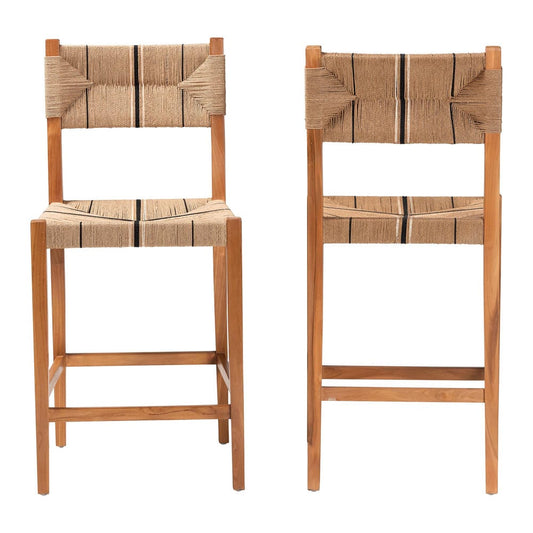 bali & pari - Prita Set of 2 Bar Stools in Brown/Natural Brown - BC-02-Parekesit-Wood/Brown-BS view 2