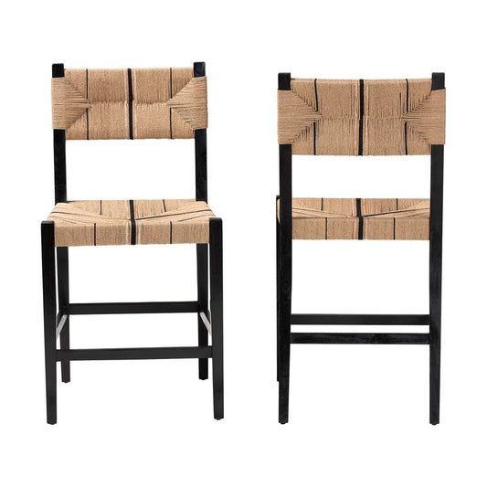 bali & pari - Prita Set of 2 Counter Stools in Brown/Black - CC-01-Wood/Black-CS view 2