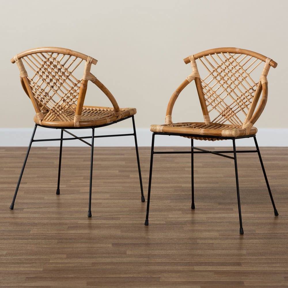 bali & pari - Pro Set of 2 Dining Chairs in Natural Brown/Black - Pro-Rattan/Black-DC view 8