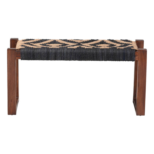 bali & pari - Prunella Bench in Navy Blue/Brown/Natural Brown - F232-FT23-Navy Blue/Brown Diamond Pattern-Bench view 2
