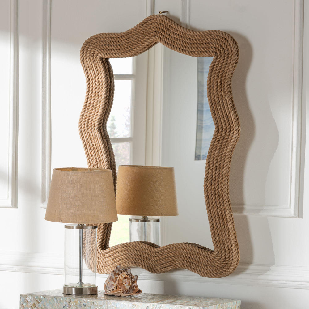 bali & pari - Quiana Mirror in Natural Brown - WS116-Natural Rope Rattan Frame-Mirror view 3