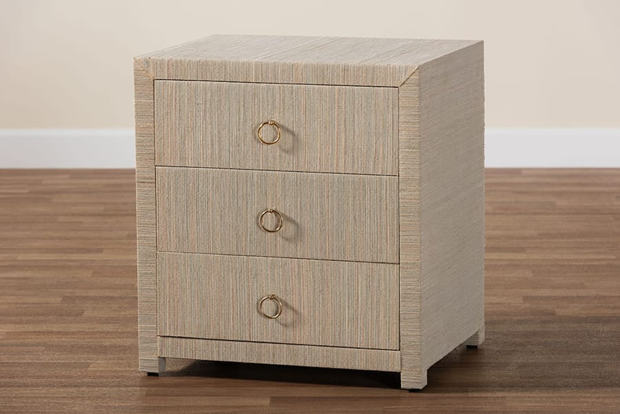 bali & pari - Quinn Nightstand in Natural/Gold - Quinn-Natural Woven Grasscloth-3DR-NS view 10