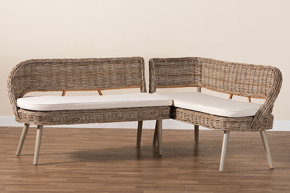 bali & pari - Raisa Dining Bench - Mona Kubu-Grey/Natural/Light Brown-2PC Bench Set view 8
