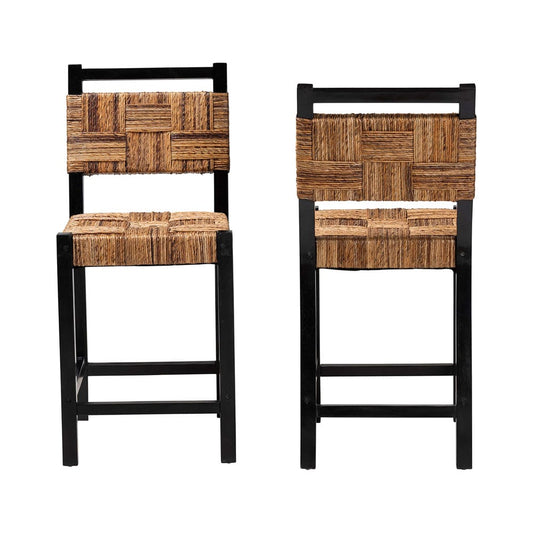 bali & pari - Raniya Set of 2 Counter Stools in Natural Brown/Black - Luanda-Type C-Black Wood/Natural-CS-KD Box view 2