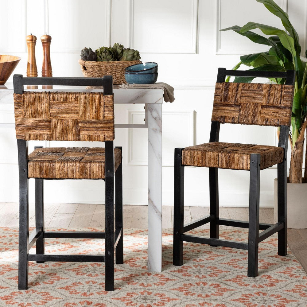 bali & pari - Raniya Set of 2 Counter Stools in Natural Brown/Black - Luanda-Type C-Black Wood/Natural-CS-KD Box view 7