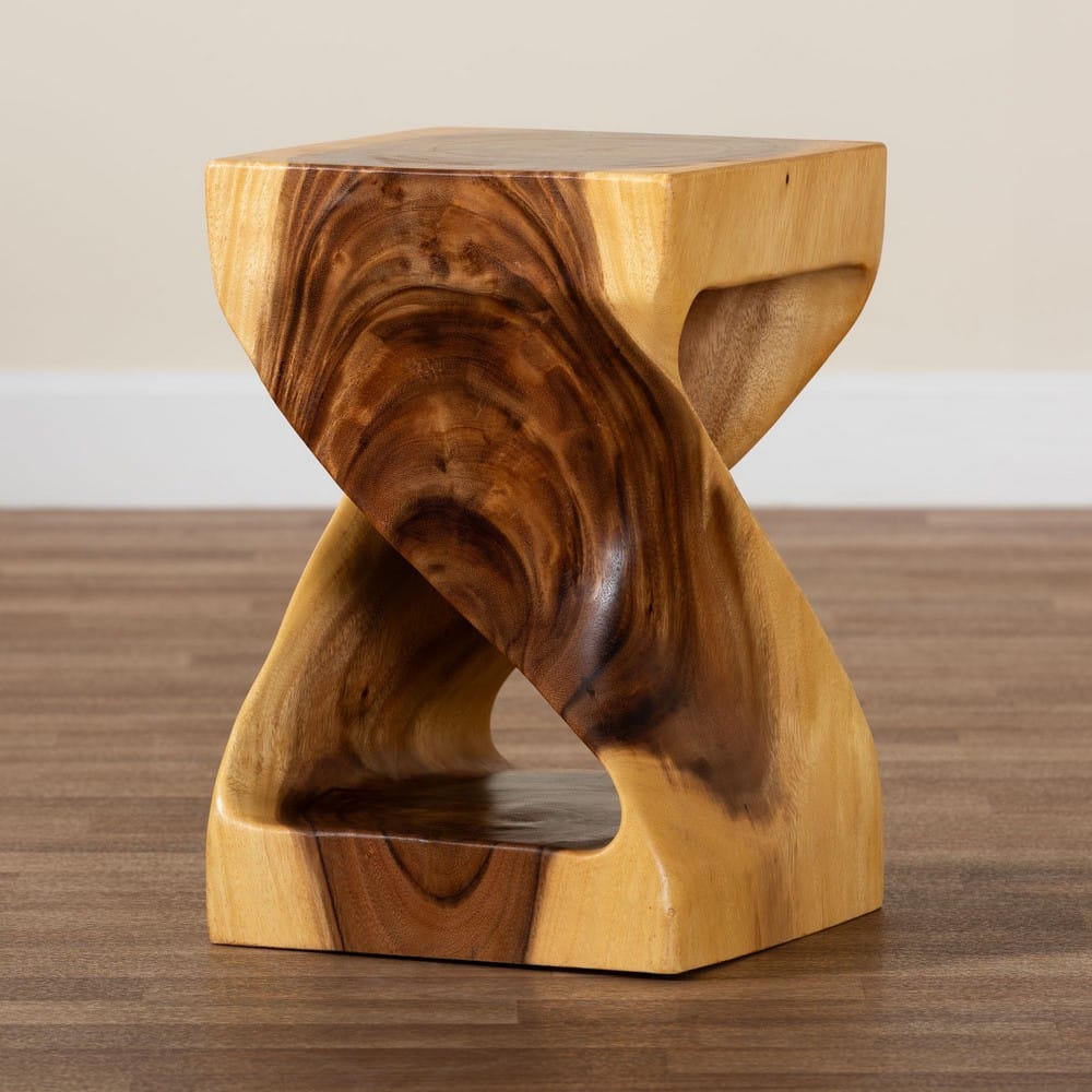 bali & pari - Rapha End Table in Natural Brown - Suar S/T 011-Natural-Side Table view 9