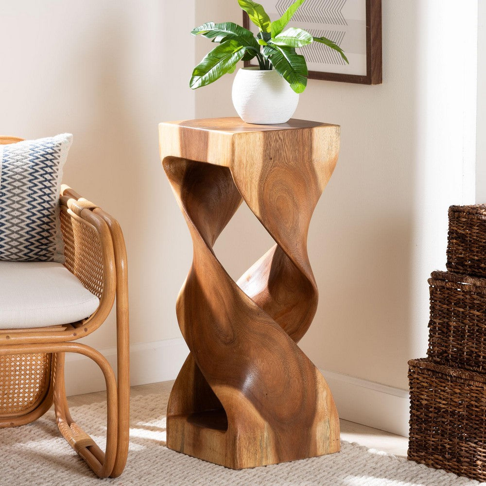 bali & pari - Rapha End Table in Natural Brown - Suar S/T 012-Natural-Side Table view 6