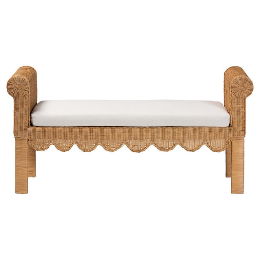 bali & pari - Reiko Bench in Light Honey - Palm Short-Open-Natural Rattan-Bench view 2