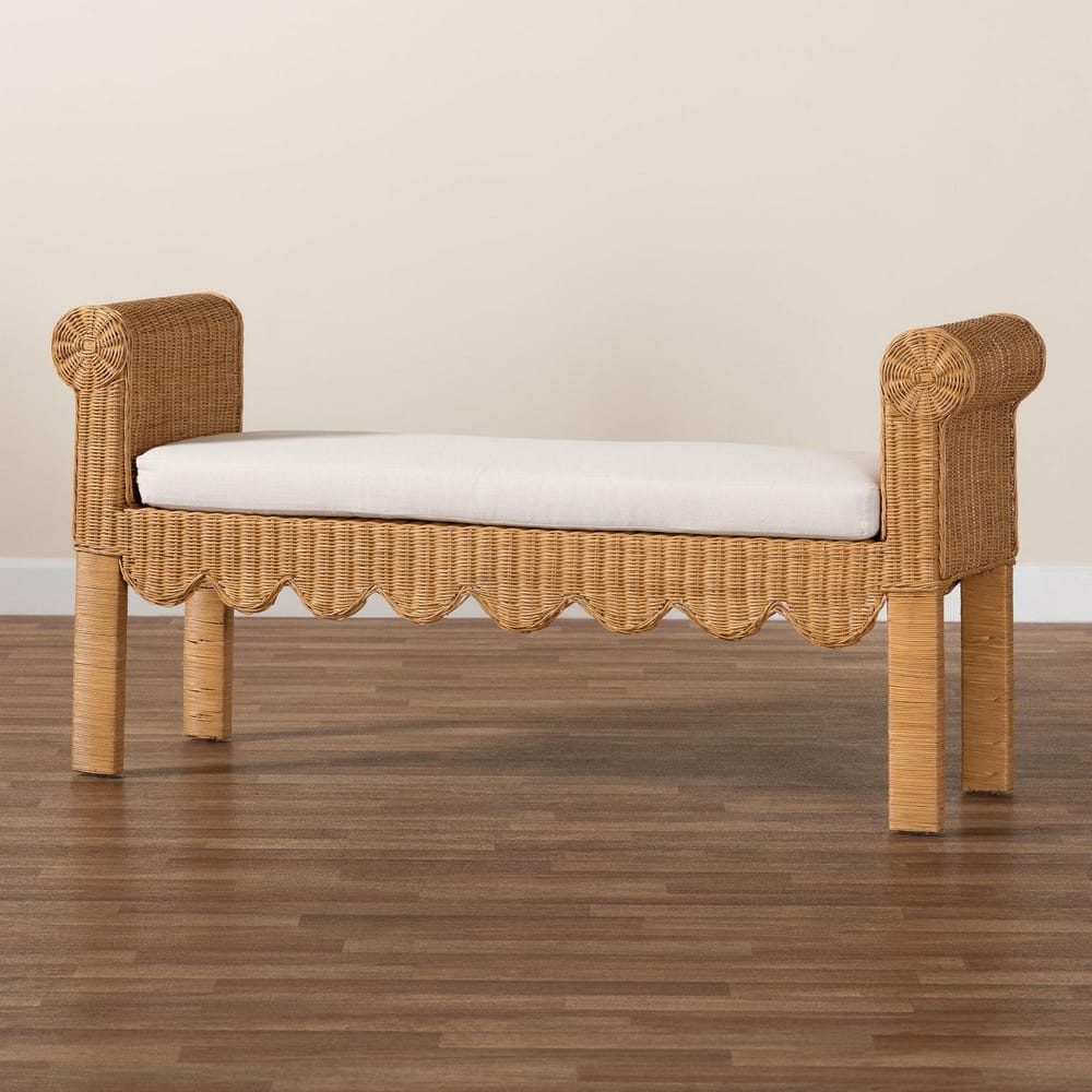 bali & pari - Reiko Bench in Light Honey - Palm Short-Open-Natural Rattan-Bench view 8