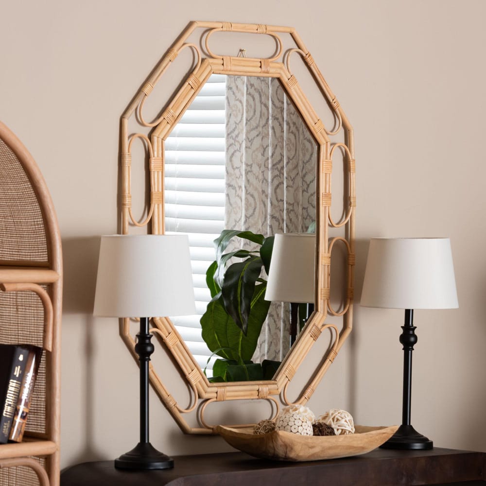 bali & pari - Remedy Mirror in Natural - WS146-Light Honey Rattan-Mirror view 3