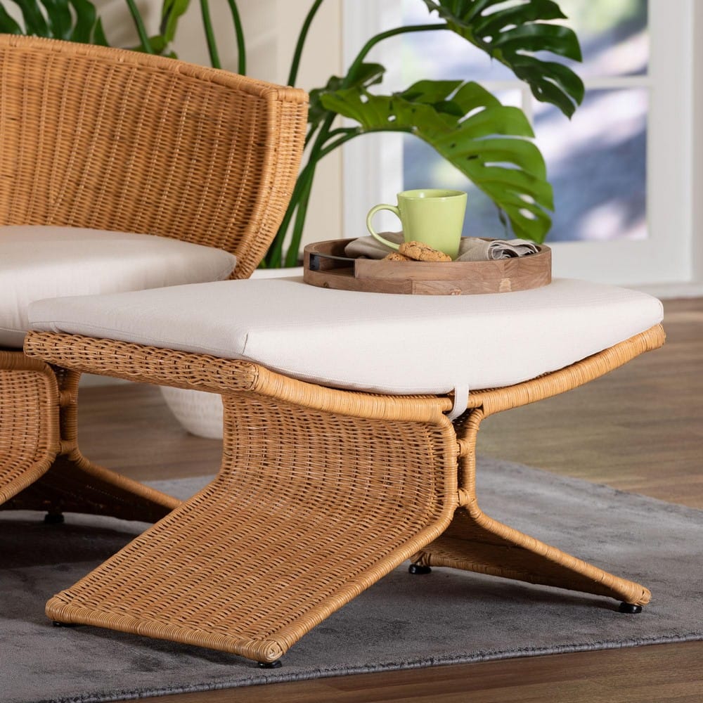 bali & pari - Reya Footstool in Light Honey - Palm-Light Honey/Rattan-Cushioned-Footstool view 6