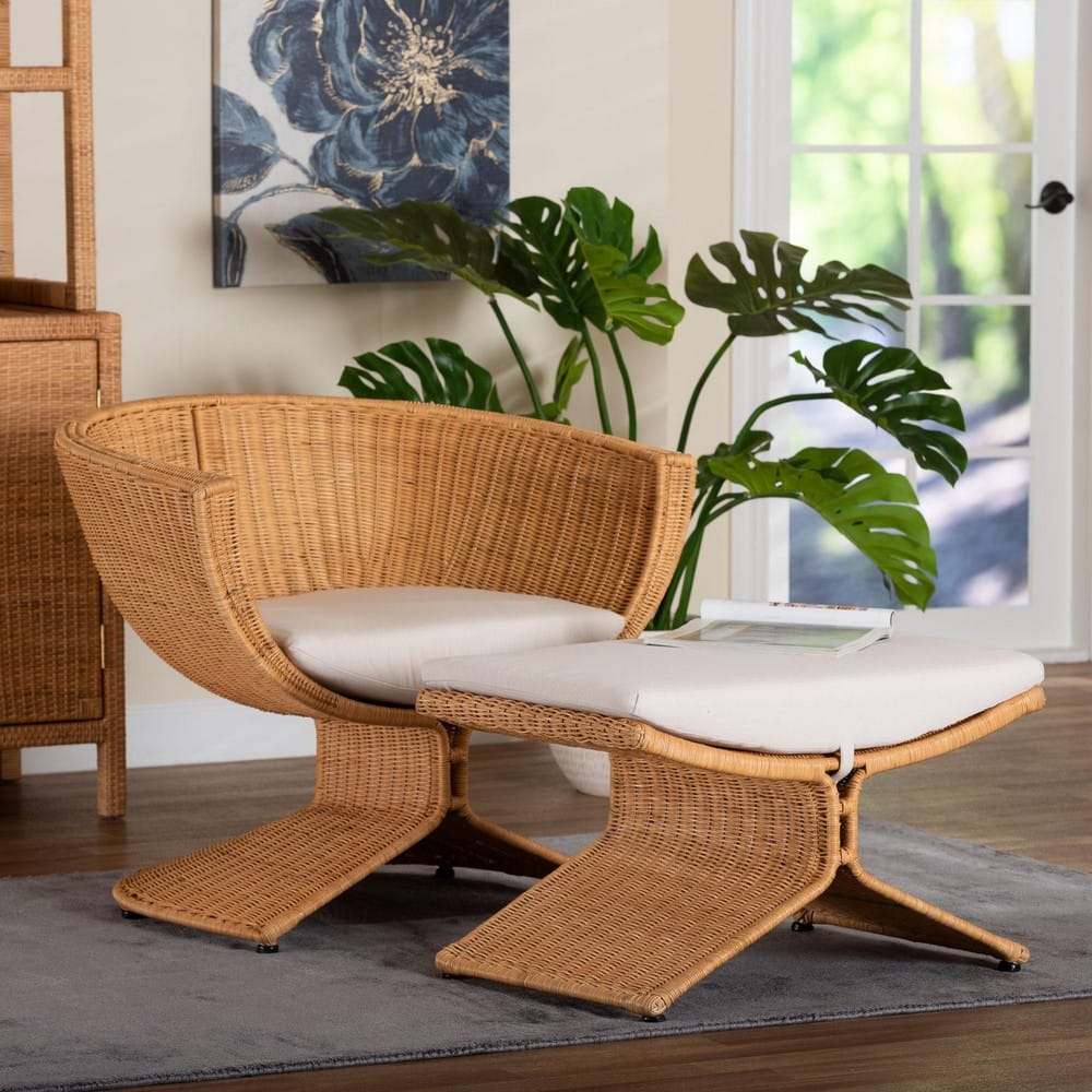 bali & pari - Reya Living Room Set in Light Honey - Palm Tulip-Light Honey/Rattan-2pc Chair/FS Set view 6
