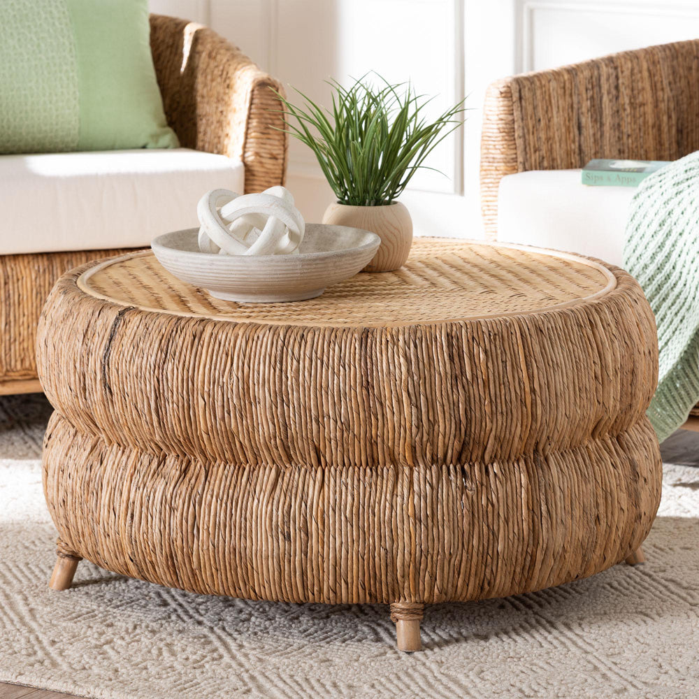 bali & pari - Roma Coffee Table in Natural Brown/Brown - Roma-Rattan/Banana Weave-CT view 5