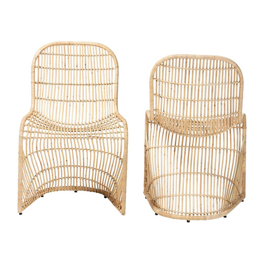 bali & pari - Rosalba Set of 2 Dining Chairs in Light Honey - S-Curve Decor-Light Honey Rattan-DC view 2