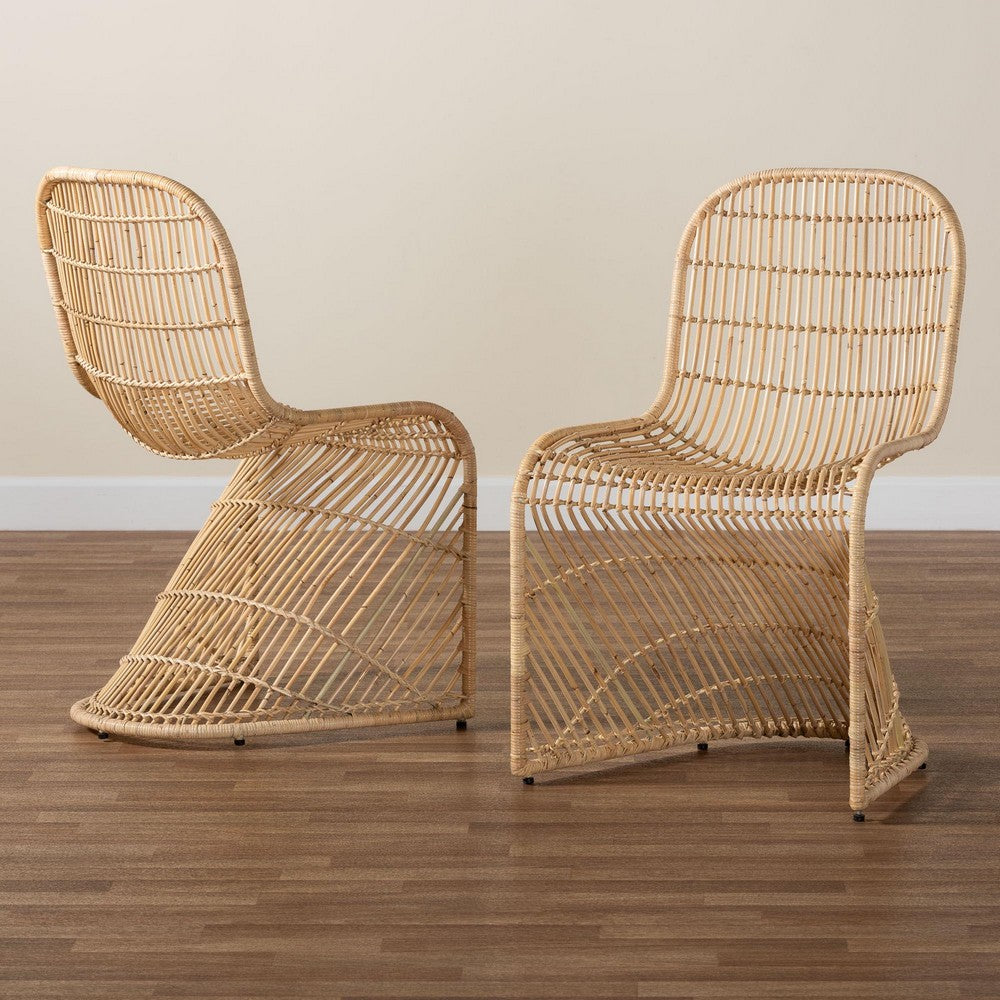 bali & pari - Rosalba Set of 2 Dining Chairs in Light Honey - S-Curve Decor-Light Honey Rattan-DC view 8