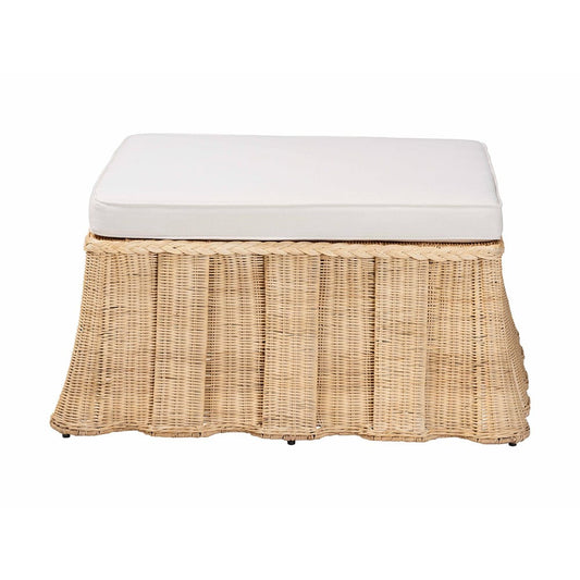 bali & pari - Rotem Ottoman in Natural Brown - Rotem-Large-Natural/Rattan-Cushion-Ottoman view 2