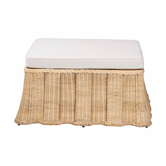 bali & pari - Rotem Ottoman in Natural Brown - Rotem-Large-Natural/Rattan-Cushion-Ottoman view 2