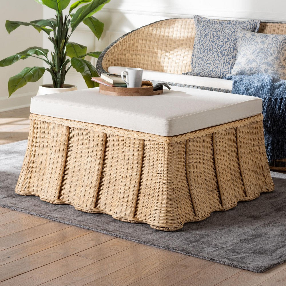 bali & pari - Rotem Ottoman in Natural Brown - Rotem-Large-Natural/Rattan-Cushion-Ottoman view 6