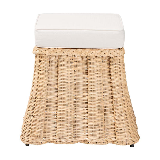bali & pari - Rotem Ottoman in Natural Brown - Rotem-Small-Natural/Rattan-Cushion-Ottoman view 2