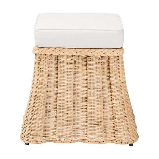 bali & pari - Rotem Ottoman in Natural Brown - Rotem-Small-Natural/Rattan-Cushion-Ottoman view 2
