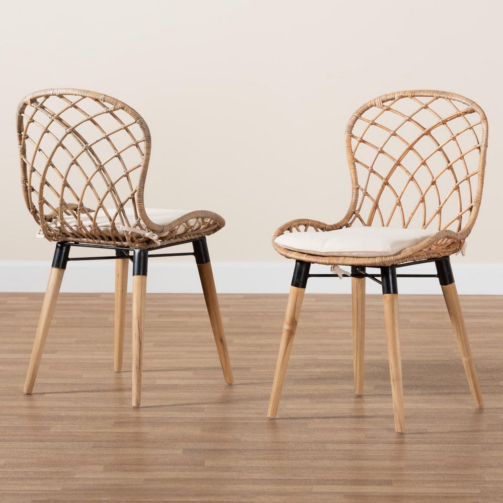 bali & pari - Sabelle Set of 2 Dining Chairs in Greywash/Natural Brown/White - Santa1-Light Grey Rattan-DC view 8