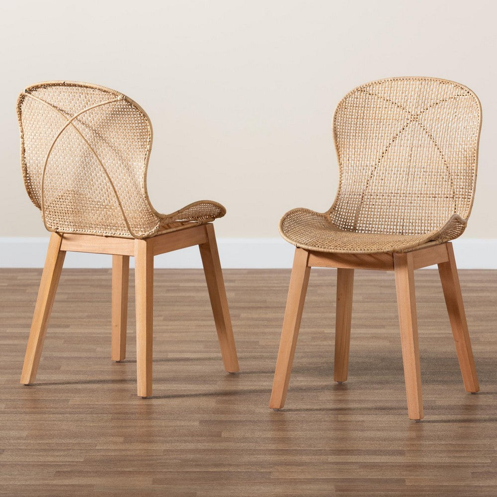 bali & pari - Sabelle Set of 2 Dining Chairs in Natural Brown - Santa2-Natural Rattan-DC view 8