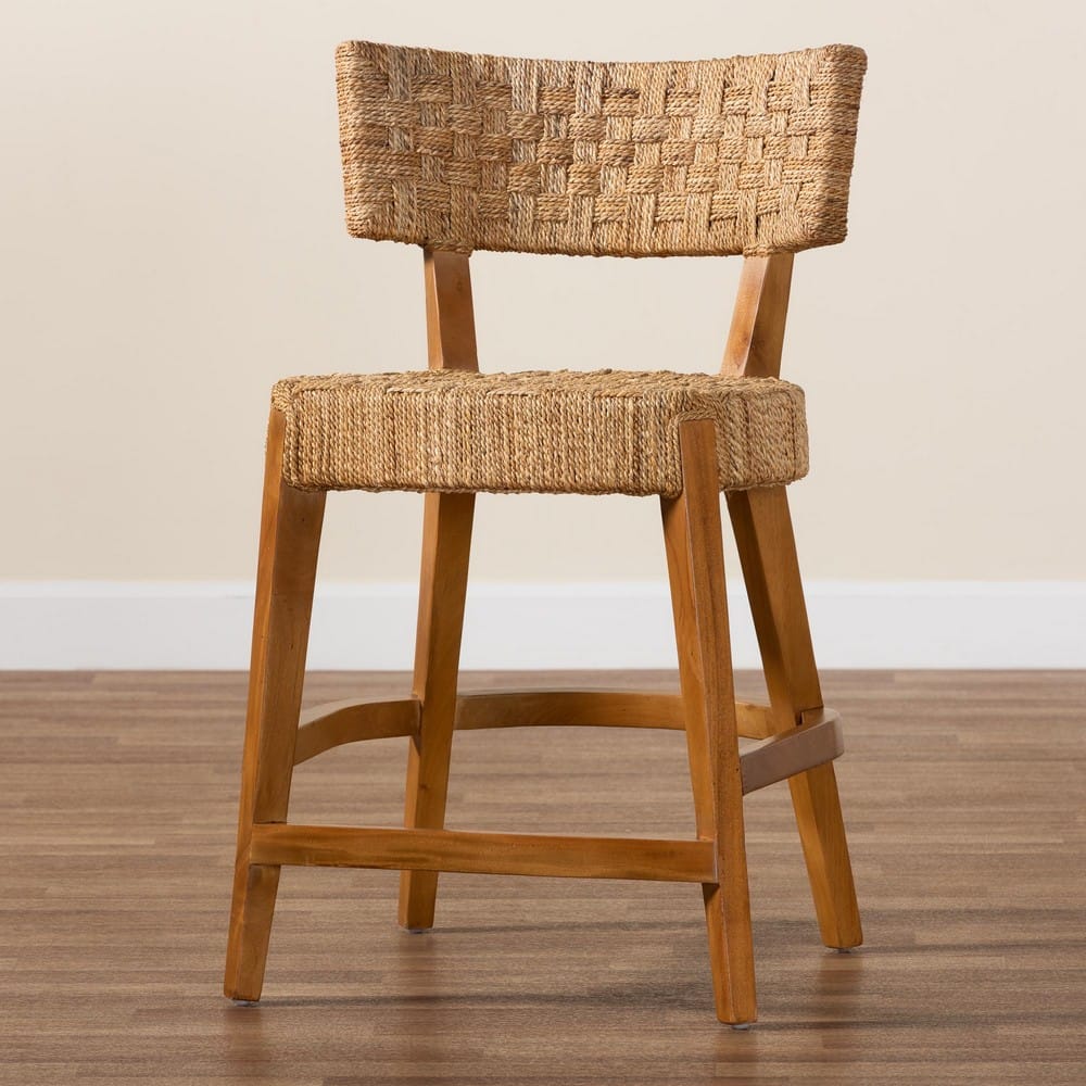 bali & pari - Sabit Counter Stool in Natural/Natural Brown - Sabit-SVN087-Mahogany/Seagrass-CS view 9