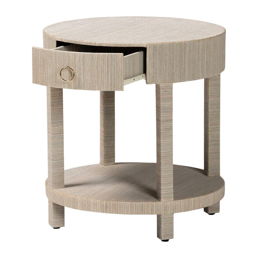 bali & pari - Sadia Nightstand in Natural/Gold - Sadia-Natural Woven Grasscloth-NS view 2