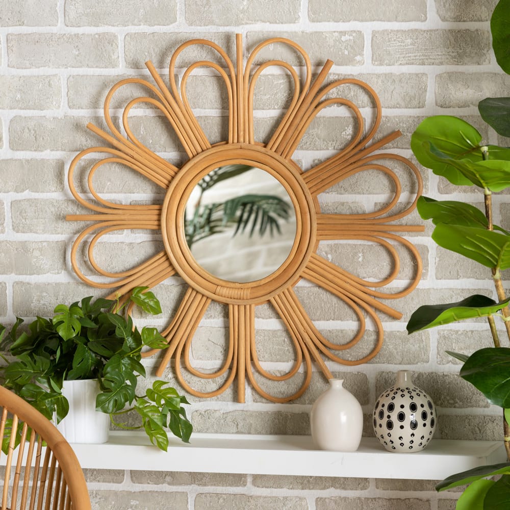 bali & pari - Sakura Mirror in Natural Brown - Sakura-Rattan-Mirror view 3