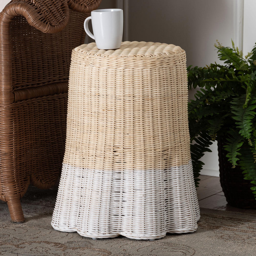 bali & pari - Sarna End Table in Natural Brown/White - Sarna-Natural/White-Rattan-ET view 6