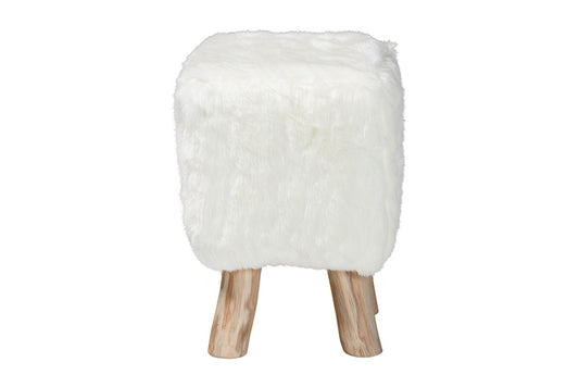bali & pari - Scotlyn Footstool - Cream-Goat Fur-Footstool view 2