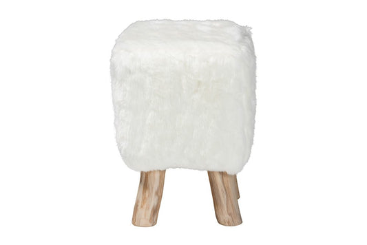 bali & pari - Scotlyn Footstool - Cream-Goat Fur-Footstool view 2