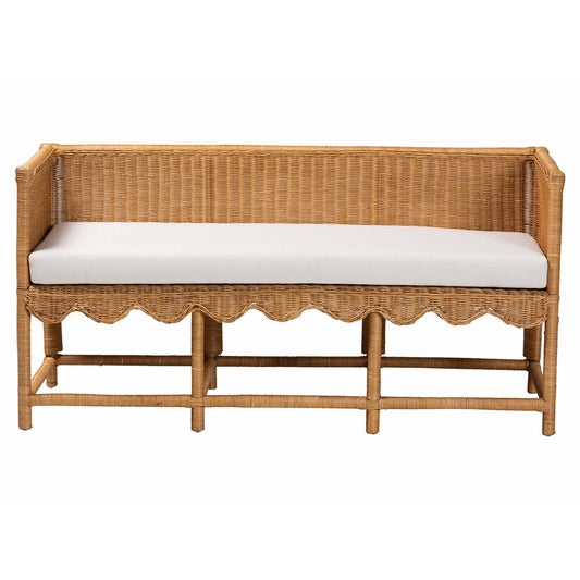 bali & pari - Seranay Bench in Light Honey/White - Palm Short-Natural Rattan-Bench view 2