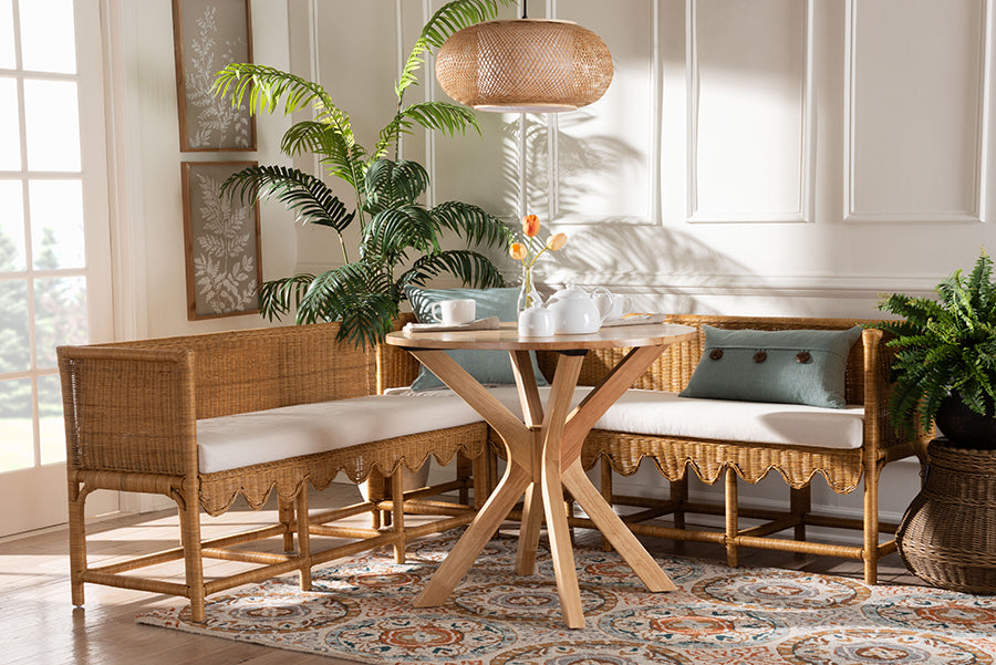 bali & pari - Seranay Dining Set in Light Honey - Palm Short-Natural Rattan-L Shape Seating view 10