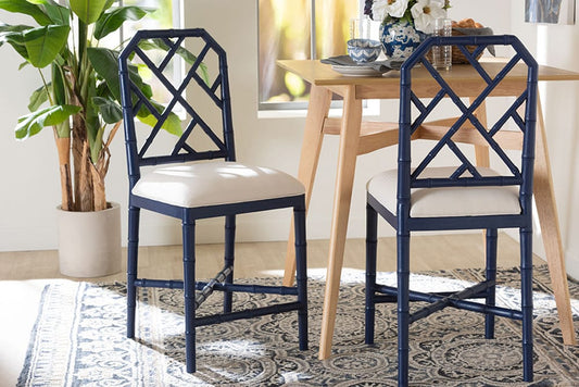bali & pari - Sergio Counter Stool - Sergio-Navy Wooden-CS view 2