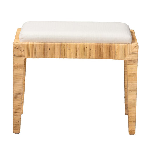 bali & pari - Sofia Ottoman in White/Natural Brown - Sofia-Rattan-Otto view 2