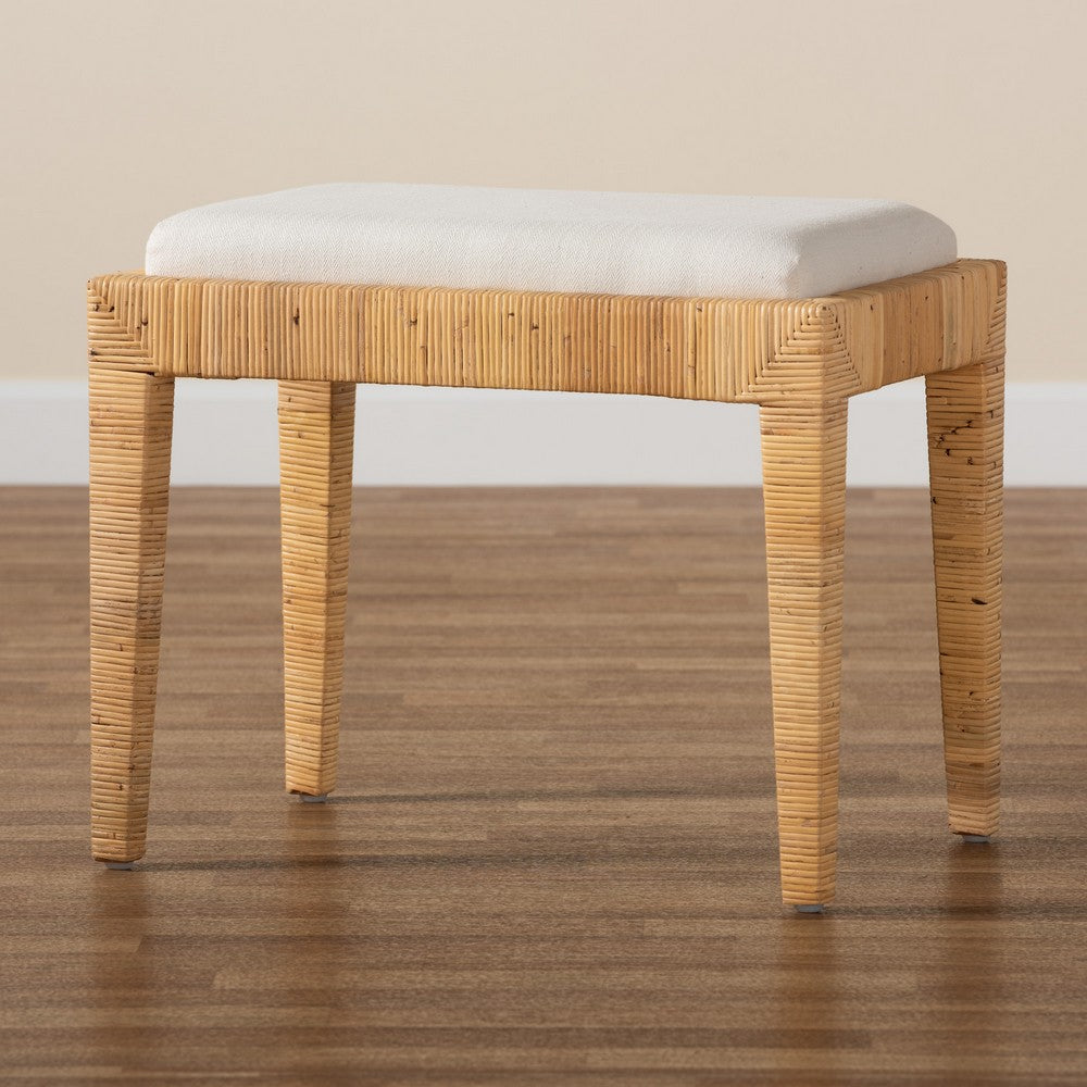 bali & pari - Sofia Ottoman in White/Natural Brown - Sofia-Rattan-Otto view 7