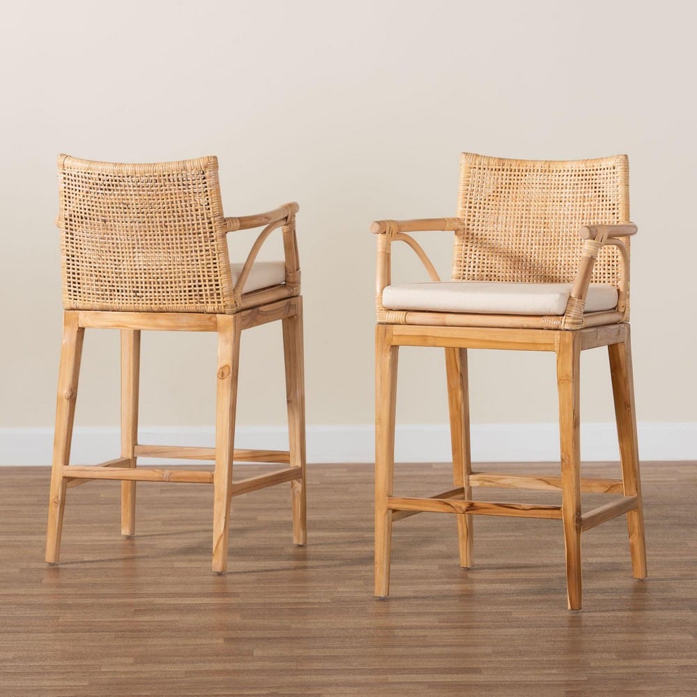 bali & pari - Storsel Set of 2 Counter Stools in Natural Rattan - STORSEL-Natural Rattan/Teak Wood-CS view 8