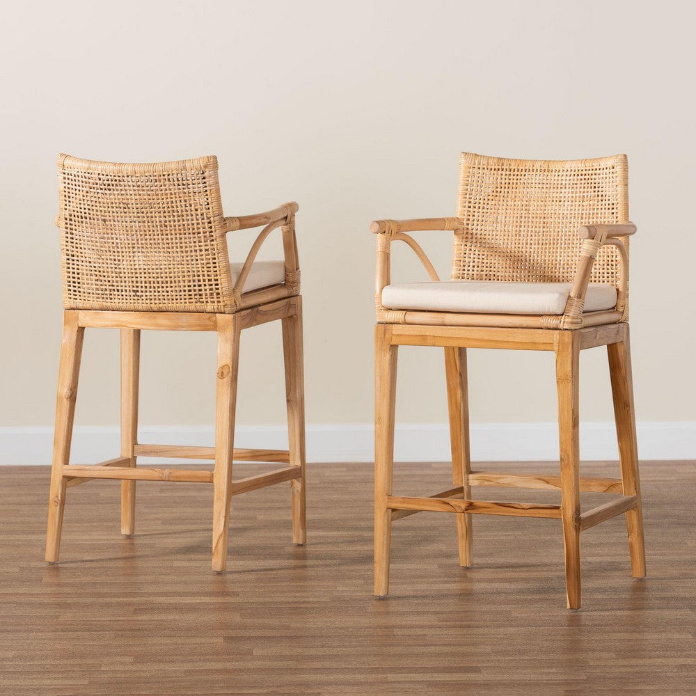 bali & pari - Storsel Set of 2 Counter Stools in Natural Rattan - STORSEL-Natural Rattan/Teak Wood-CS view 8