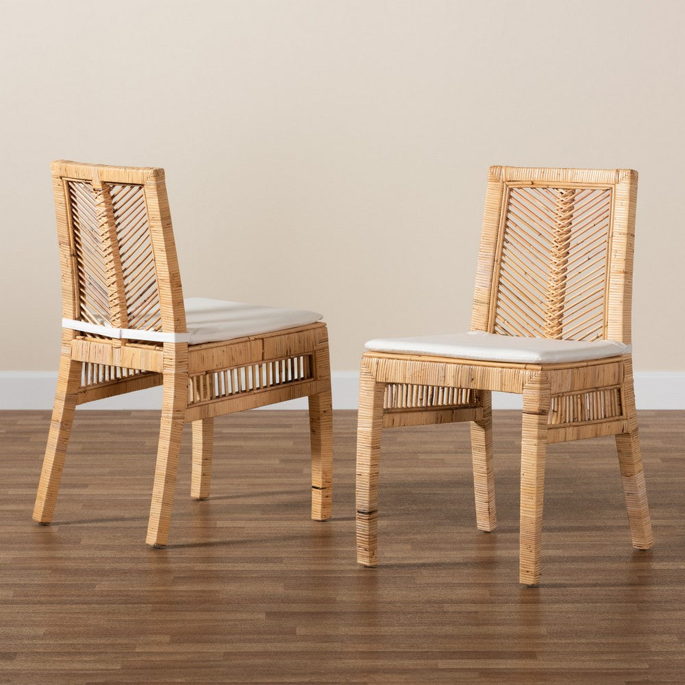 bali & pari - Suci Set of 2 Dining Chairs in White/Natural Brown - Suci-Rattan-DC view 8