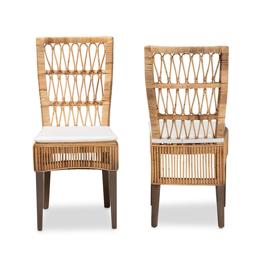bali & pari - Sullivan Set of 2 Dining Chairs in White/Natural Brown - Sullivan-Rattan-DC view 2
