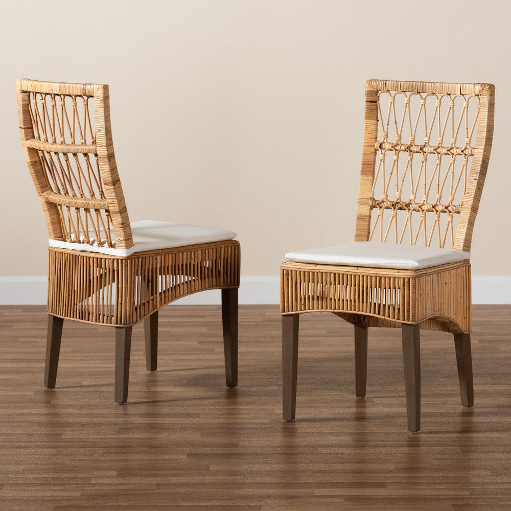 bali & pari - Sullivan Set of 2 Dining Chairs in White/Natural Brown - Sullivan-Rattan-DC view 8