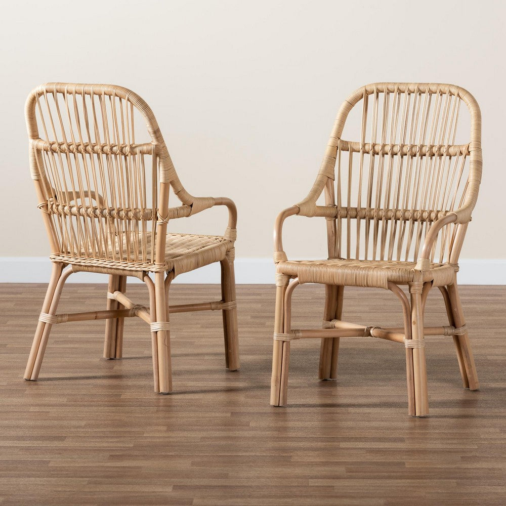 bali & pari - Sumatera Set of 2 Dining Chairs in Natural Brown - Sumatera-Rattan-DC view 8