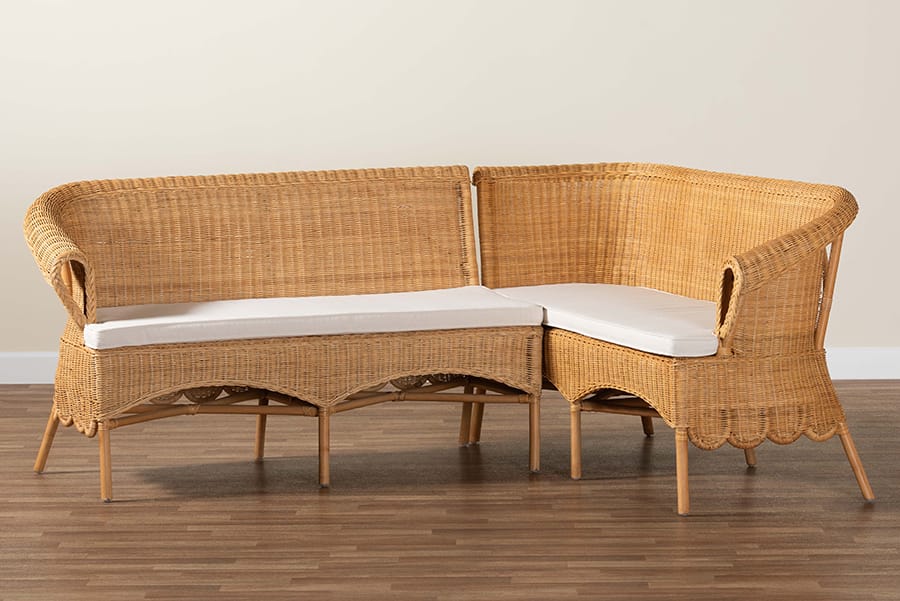 bali & pari - Tamara Set of 2 Corner Benches in Light Honey - Tamara-Light Honey Rattan-2PC Bench Set view 10