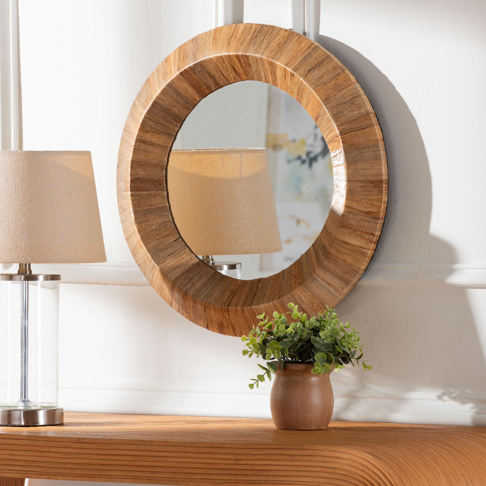 bali & pari - Tarun Mirror in Natural - Waterhyacinth-Round Conic-Mirror view 3